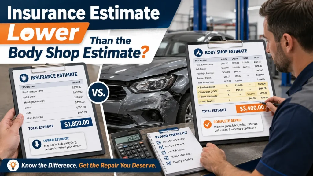 Insurance Estimate Lower Than the Body Shop Estimate
